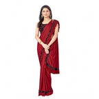 Seduva Women's Lycra Solid Saree With Unstitched Blouse (Red, 5.5 Mtr)