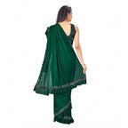 Seduva Women's Lycra Solid Saree With Unstitched Blouse (Green, 5.5 Mtr)