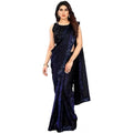 Seduva Women's Lycra Floral Saree With Unstitched Blouse (Blue, 5.5 Mtr)