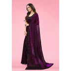 Seduva Women's Lycra Floral Saree With Unstitched Blouse (Wine, 5.5 Mtr)
