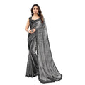 Seduva Women's Lycra Floral Saree With Unstitched Blouse (Grey, 5.5 Mtr)