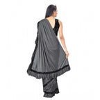 Seduva Women's Lycra Solid Saree With Unstitched Blouse (Grey, 5.5 Mtr)