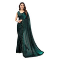 Seduva Women's Lycra Floral Saree With Unstitched Blouse (Green, 5.5 Mtr)