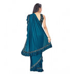 Seduva Women's Lycra Solid Saree With Unstitched Blouse (Rama, 5.5 Mtr)