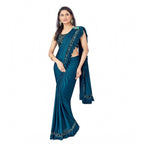 Seduva Women's Lycra Solid Saree With Unstitched Blouse (Rama, 5.5 Mtr)