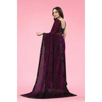 Seduva Women's Lycra Floral Saree With Unstitched Blouse (Wine, 5.5 Mtr)