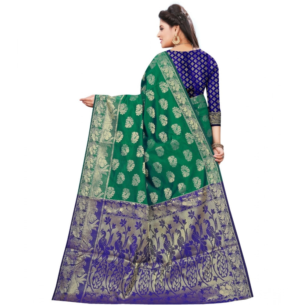 Seduva Women's Jacquard Woven Saree With Unstitched Blouse 5.5Mtr (Green)