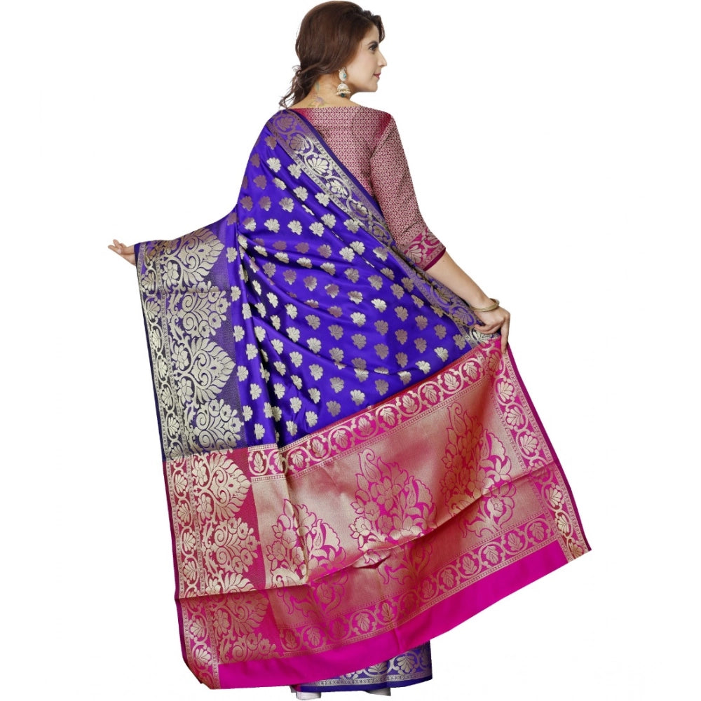 Seduva Women's Jacquard Woven Saree With Unstitched Blouse 5.5Mtr (Blue)