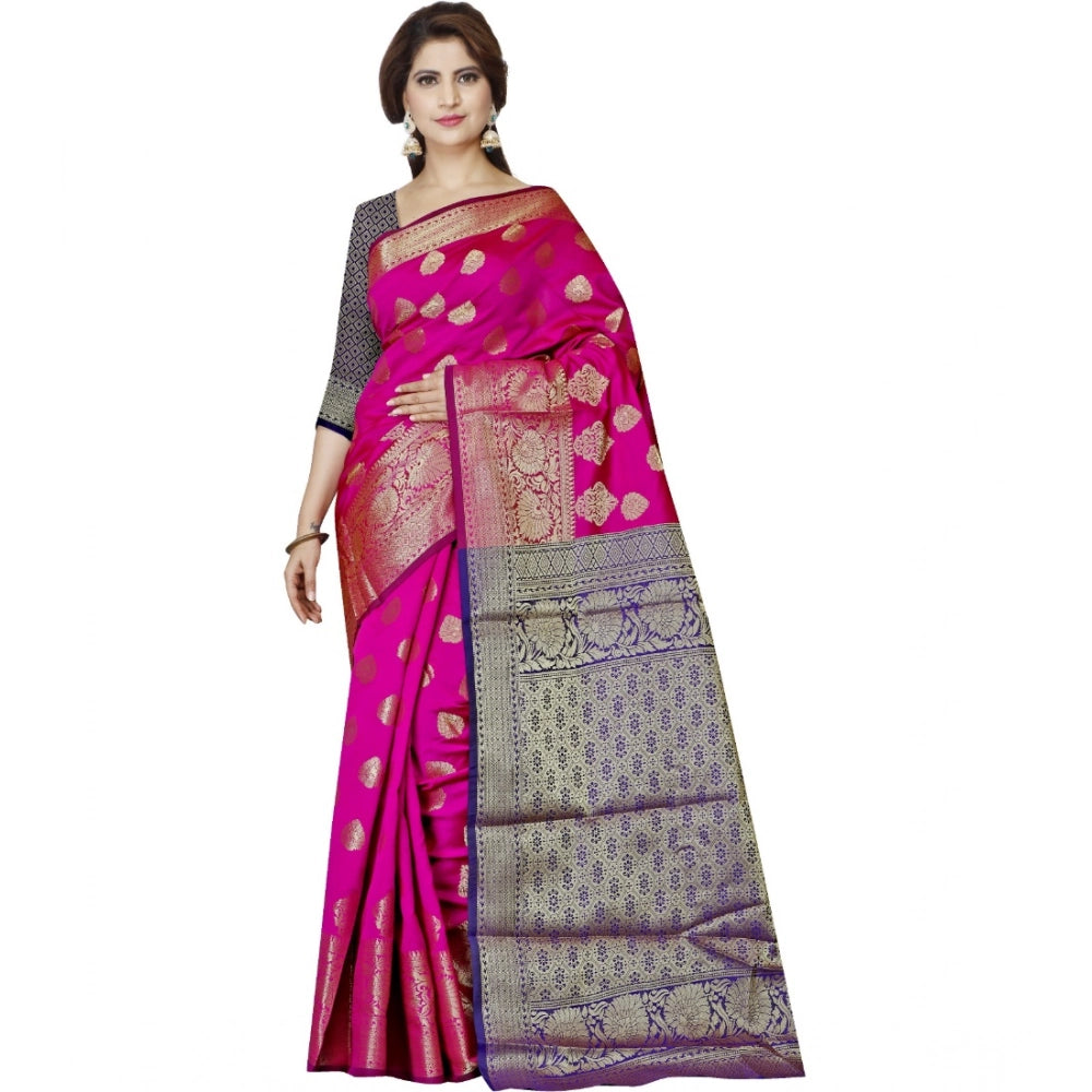 Seduva Women's Jacquard Woven Saree With Unstitched Blouse 5.5Mtr (Pink)