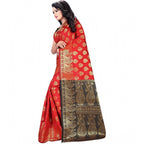 Seduva Women's Jacquard Woven Saree With Unstitched Blouse 5.5Mtr (Red)