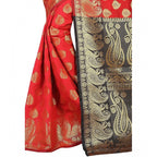 Seduva Women's Jacquard Woven Saree With Unstitched Blouse 5.5Mtr (Red)
