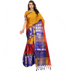 Seduva Women's Jacquard Woven Saree With Unstitched Blouse 5.5Mtr (Mustard)