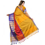 Seduva Women's Jacquard Woven Saree With Unstitched Blouse 5.5Mtr (Mustard)