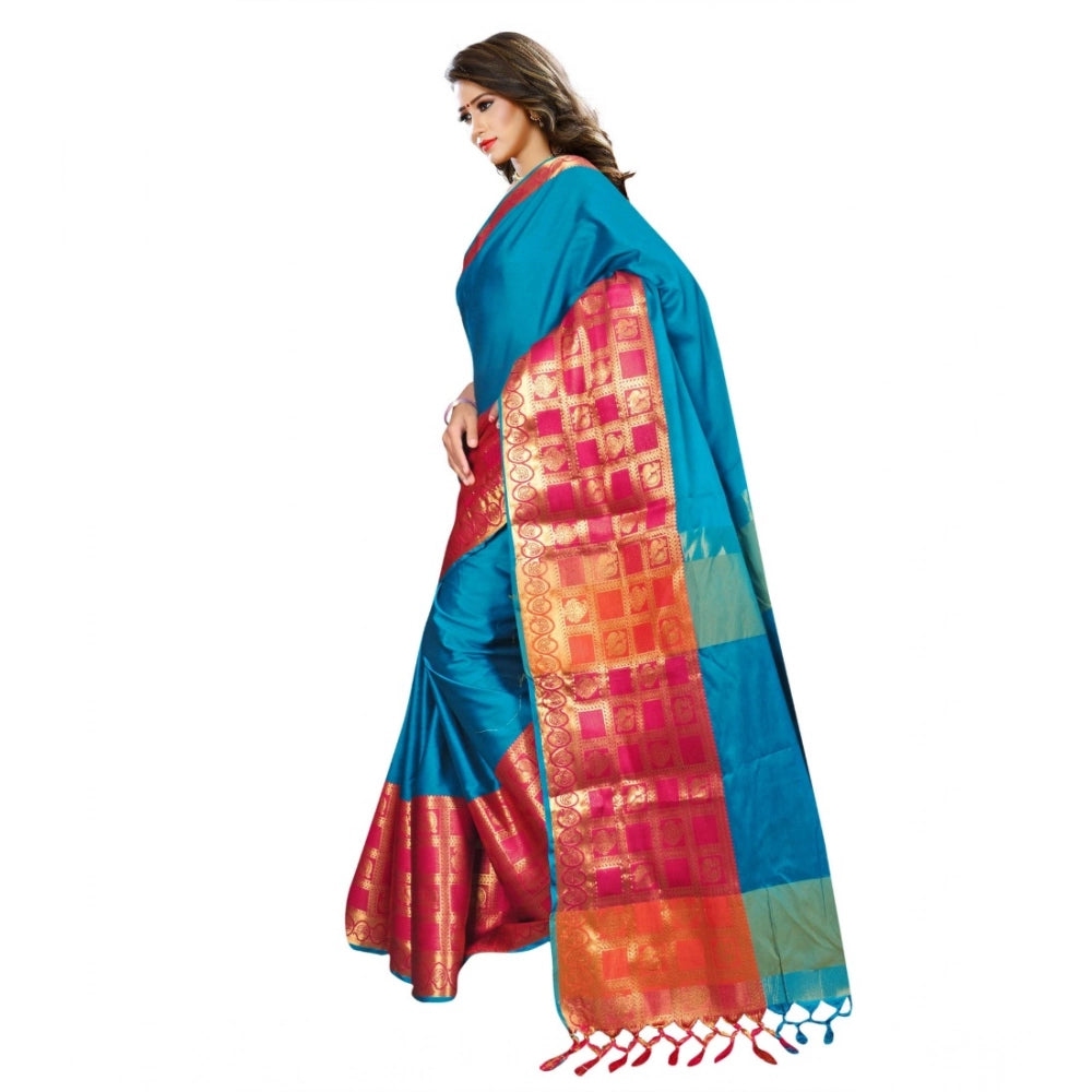 Seduva Women's Jacquard Woven Saree With Unstitched Blouse 5.5Mtr (Multicolor)
