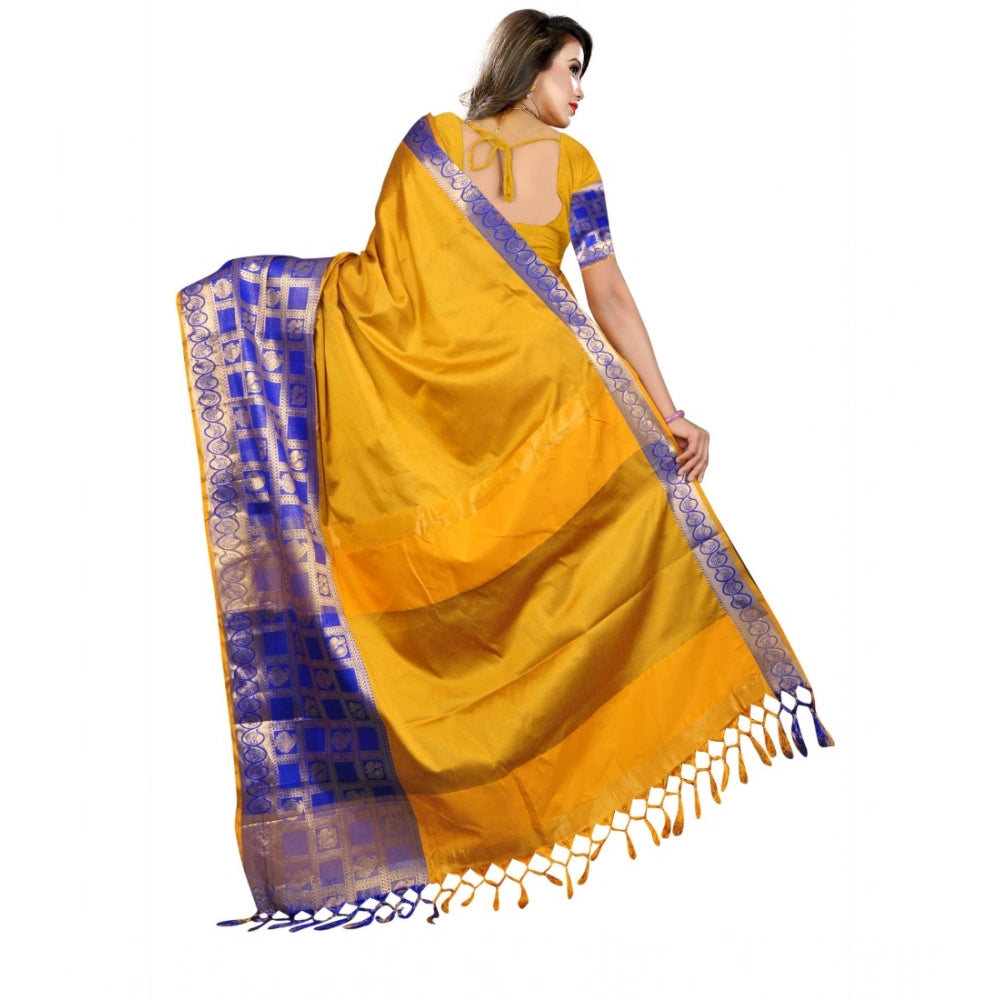 Seduva Women's Jacquard Woven Saree With Unstitched Blouse 5.5Mtr (Mustard)