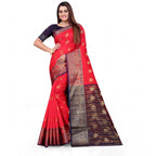 Seduva Women's Silk Blend Woven Saree With Unstitched Blouse 5.5Mtr (Red)