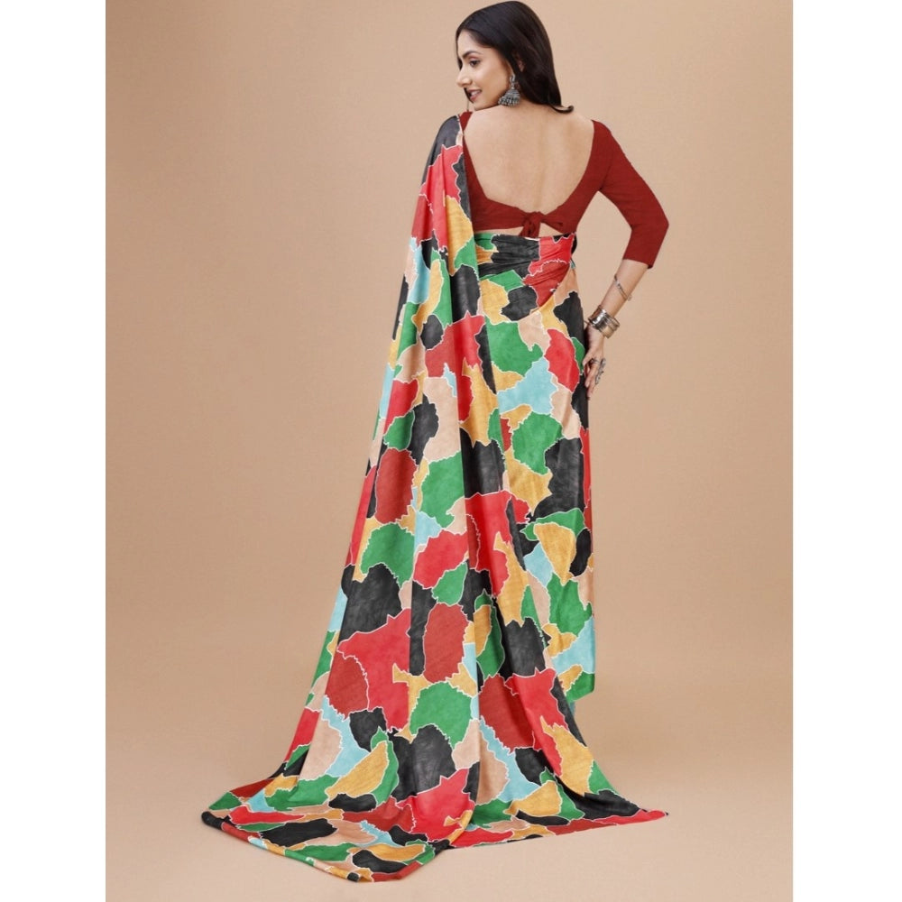Seduva Women's Crepe Digital Print Saree With Unstitched Blouse 5.5Mtr (Red)