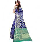 Seduva Women's Jacquard Woven Saree With Unstitched Blouse 5.5Mtr (Blue)