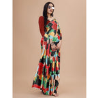 Seduva Women's Crepe Digital Print Saree With Unstitched Blouse 5.5Mtr (Red)