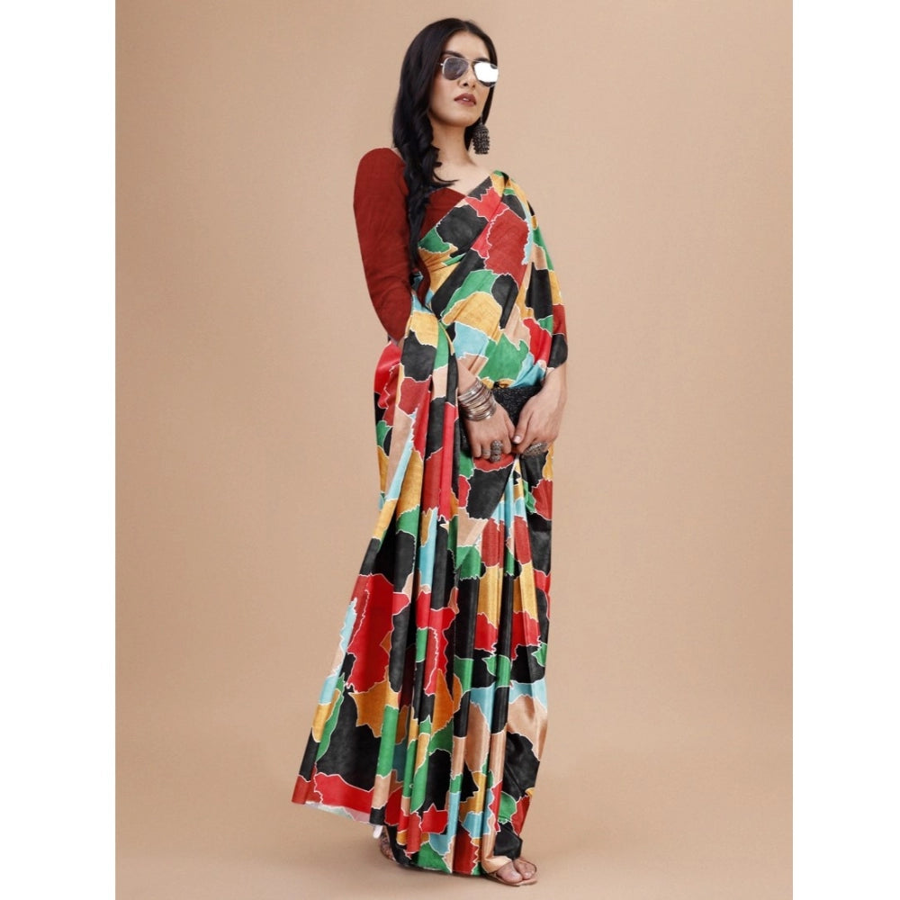 Seduva Women's Crepe Digital Print Saree With Unstitched Blouse 5.5Mtr (Red)