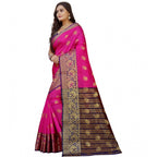 Seduva Women's Silk Blend Woven Saree With Unstitched Blouse 5.5Mtr (Pink-Beige)