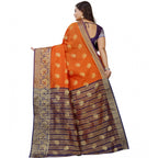 Seduva Women's Silk Blend Woven Saree With Unstitched Blouse 5.5Mtr (Gold-Orange)