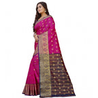Seduva Women's Silk Blend Woven Saree With Unstitched Blouse 5.5Mtr (Purple-Pink)