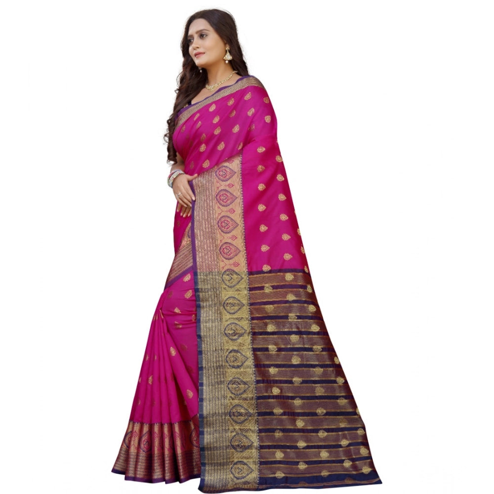 Seduva Women's Silk Blend Woven Saree With Unstitched Blouse 5.5Mtr (Purple-Pink)