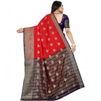Seduva Women's Silk Blend Woven Saree With Unstitched Blouse 5.5Mtr (Purple-Red)