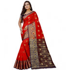 Seduva Women's Silk Blend Woven Saree With Unstitched Blouse 5.5Mtr (Purple-Red)
