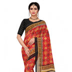 Seduva Women's Georgette Floral Print Saree With Unstitched Blouse 5.5Mtr (Red)
