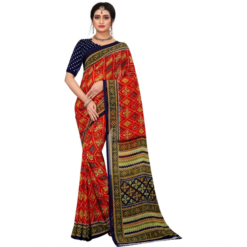 Seduva Women's Georgette Floral Print Saree With Unstitched Blouse 5.5Mtr (Multicolor)
