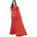 Seduva Women's Silk Blend Embellished Saree With Unstitched Blouse 5.5Mtr (Red)