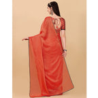 Seduva Women's Silk Blend Embellished Saree With Unstitched Blouse 5.5Mtr (Red)