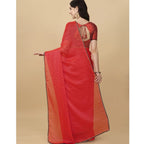 Seduva Women's Silk Blend Embellished Saree With Unstitched Blouse 5.5Mtr (Red)
