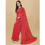 Seduva Women's Silk Blend Embellished Saree With Unstitched Blouse 5.5Mtr (Red)
