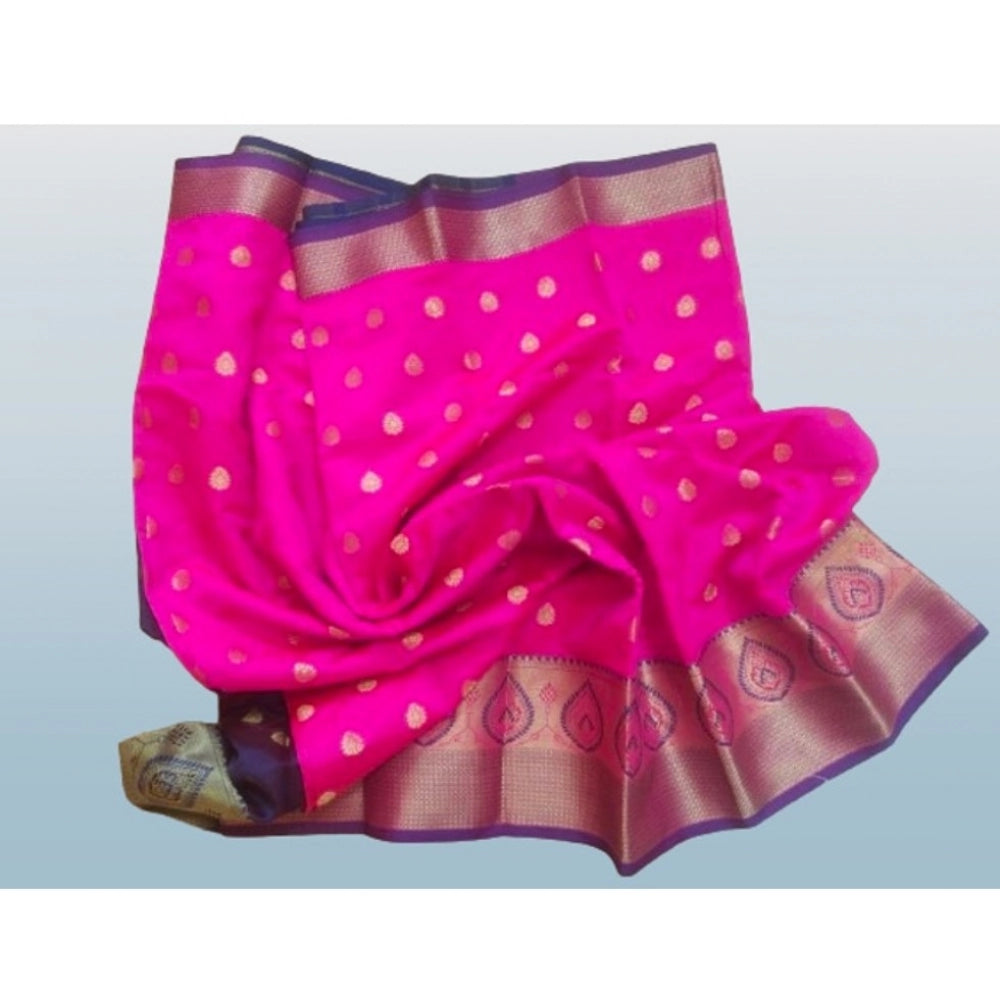 Seduva Women's Silk Blend Woven Saree With Unstitched Blouse 5.5Mtr (Pink)