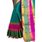 Seduva Women's Jacquard Woven Saree With Unstitched Blouse 5.5Mtr (Dark Green)