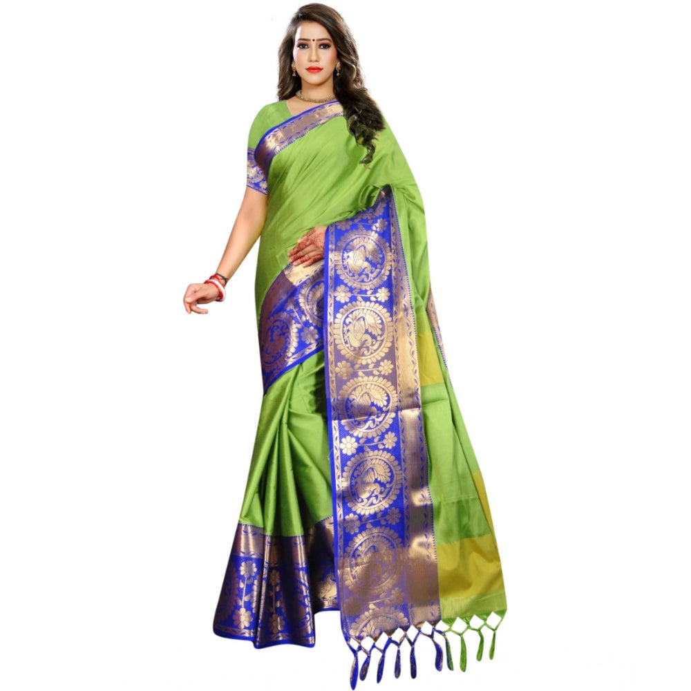 Seduva Women's Jacquard Woven Saree With Unstitched Blouse 5.5Mtr (Green)