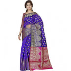 Seduva Women's Jacquard Woven Saree With Unstitched Blouse 5.5Mtr (Blue)
