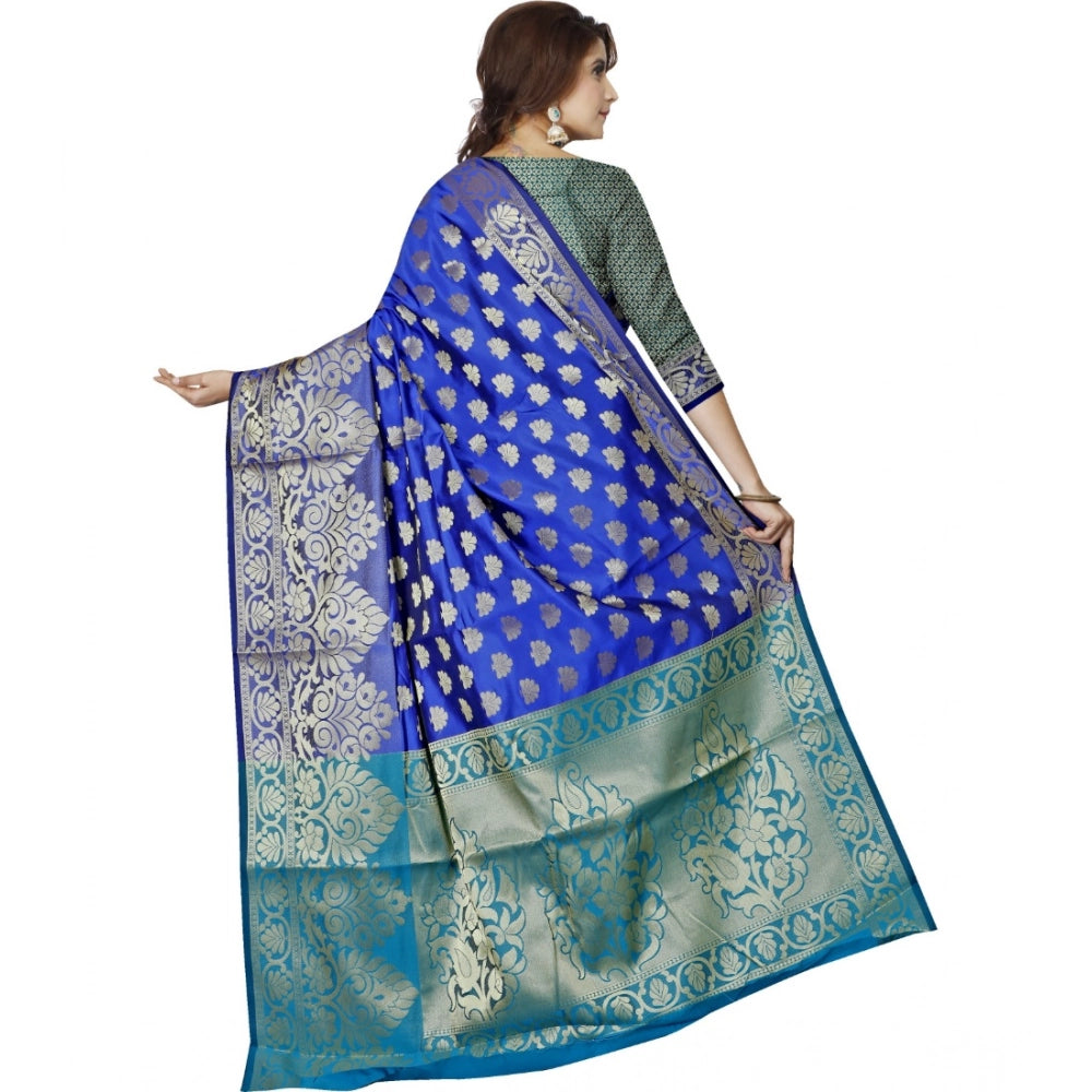 Seduva Women's Jacquard Woven Saree With Unstitched Blouse 5.5Mtr (Dark Blue)