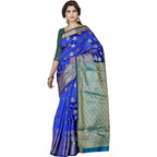 Seduva Women's Jacquard Woven Saree With Unstitched Blouse 5.5Mtr (Blue)