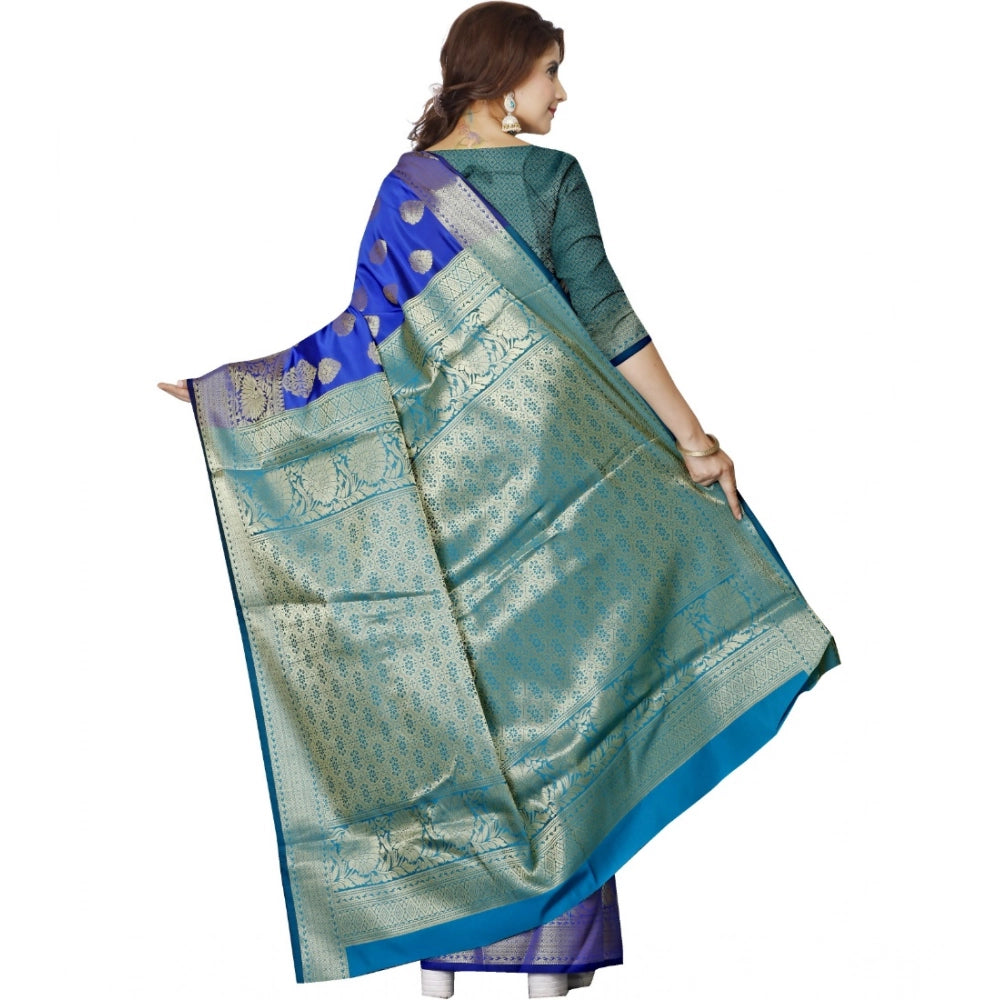 Seduva Women's Jacquard Woven Saree With Unstitched Blouse 5.5Mtr (Blue)