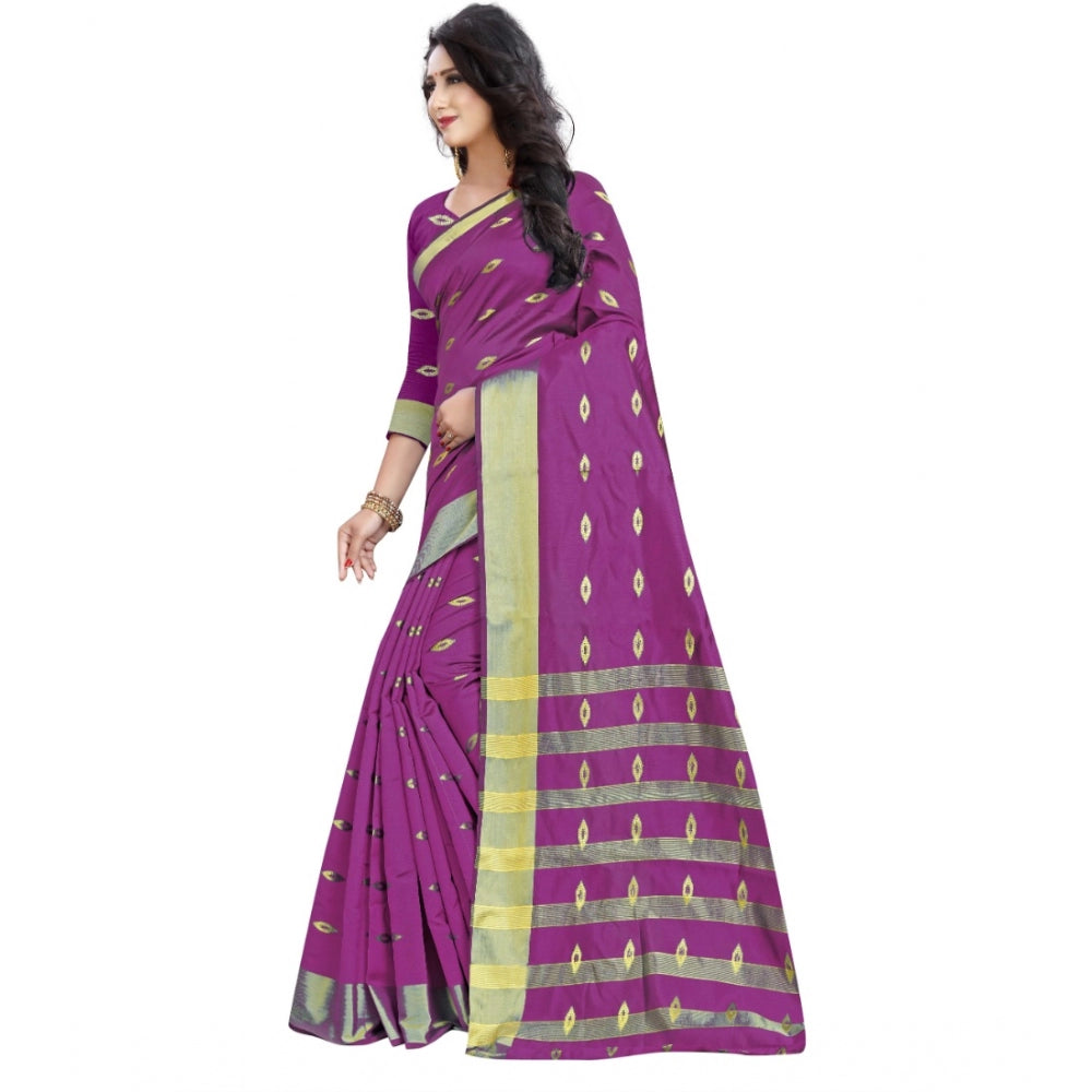 Seduva Women's Silk Blend Woven Saree With Unstitched Blouse 5.5Mtr (Pink)