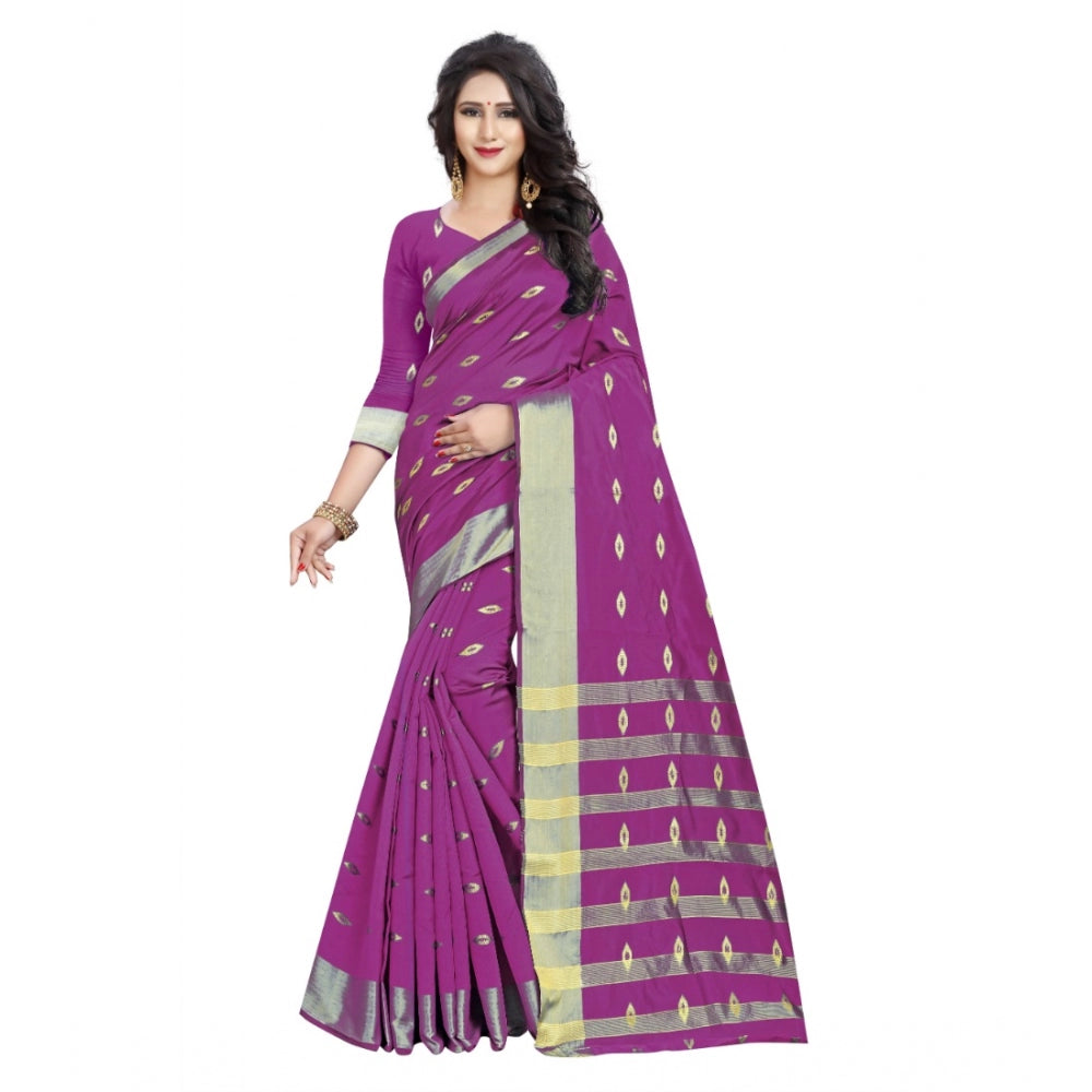 Seduva Women's Silk Blend Woven Saree With Unstitched Blouse 5.5Mtr (Pink)