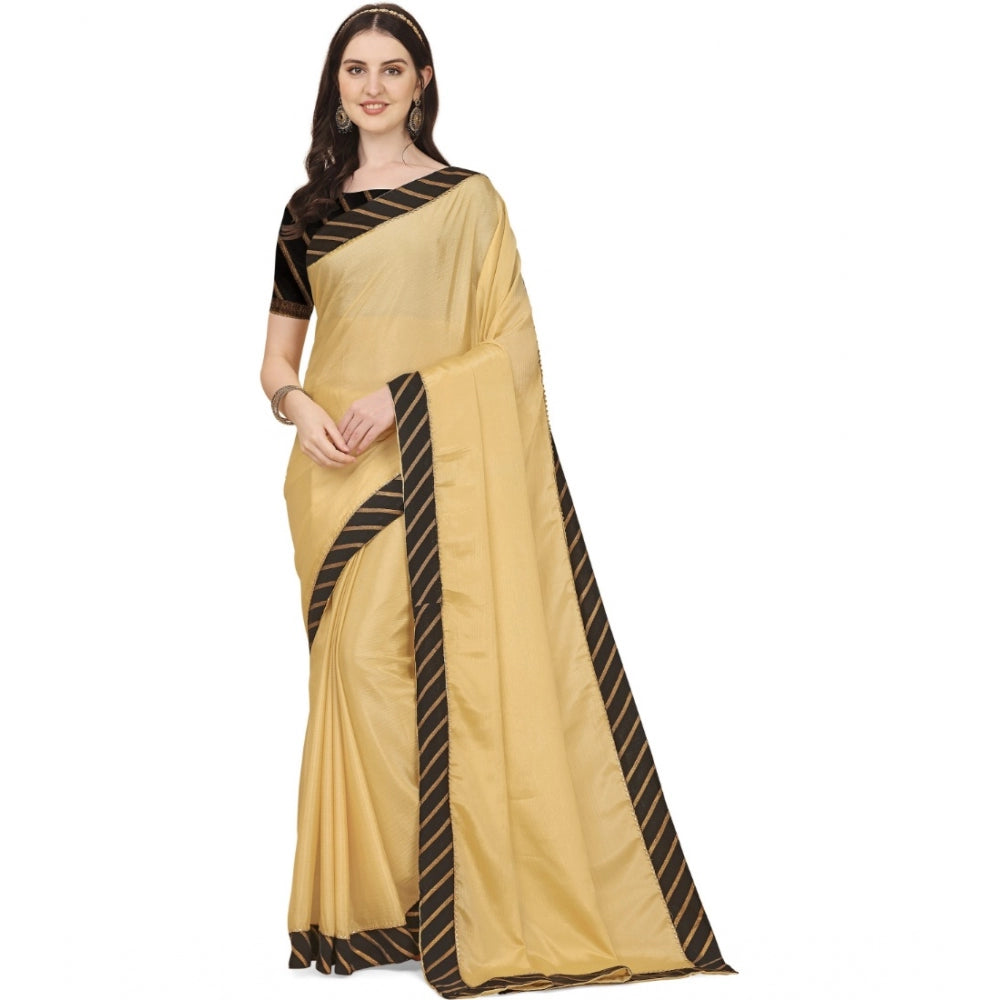 Seduva Women's Chiffon Self Design Saree With Unstitched Blouse 5.5Mtr (Yellow)