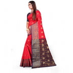Seduva Women's Silk Blend Woven Saree With Unstitched Blouse 5.5Mtr (Red)