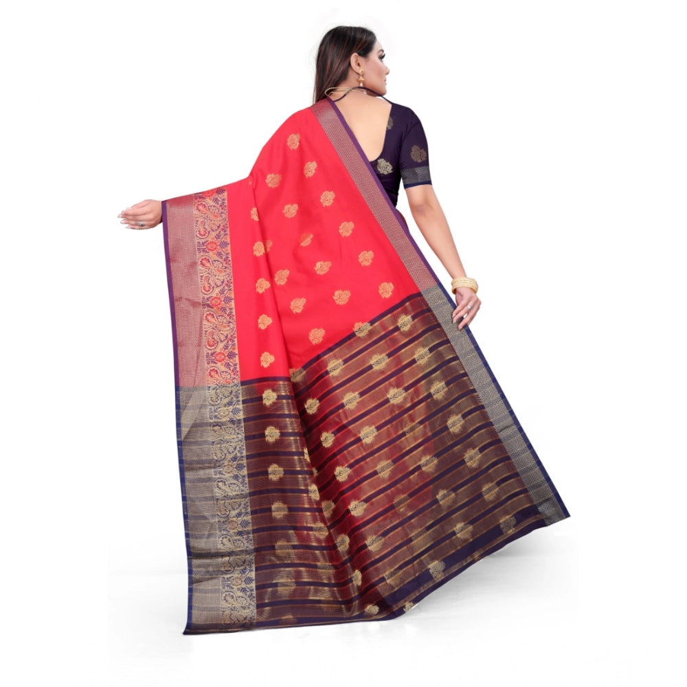 Seduva Women's Silk Blend Woven Saree With Unstitched Blouse 5.5Mtr (Red)