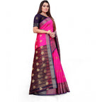 Seduva Women's Silk Blend Woven Saree With Unstitched Blouse 5.5Mtr (Pink)