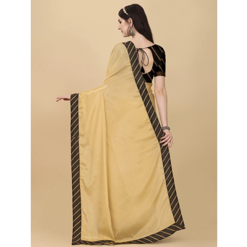 Seduva Women's Chiffon Self Design Saree With Unstitched Blouse 5.5Mtr (Yellow)